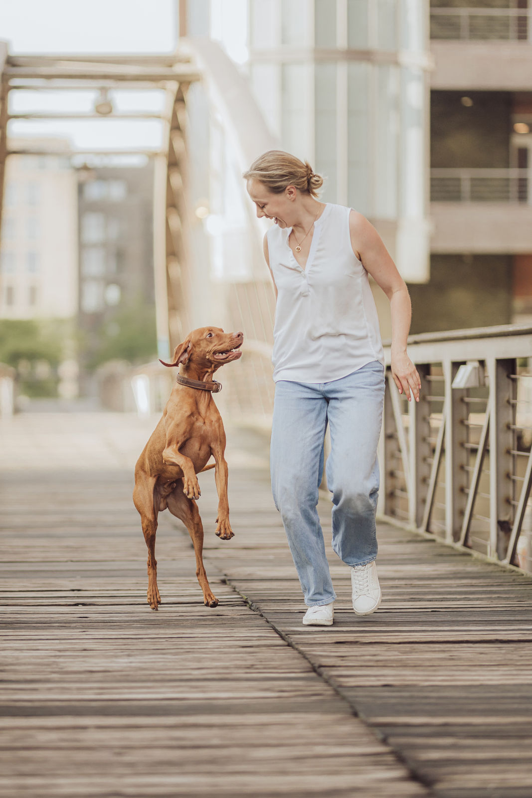 Fotoshooting mit Viszlas in der Speicherstadt Hamburg Leere Speicherstadt früh am Morgen – perfekte Kulisse fürs Hundeshooting